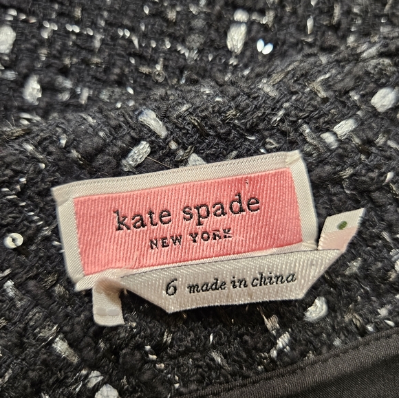 Kate Spade New York 6 Embellished Tweed Skirt Black Silver - Picture 11 of 14